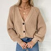 2023 Single Breasted Lady Knitwear Vintage Women Knitted Cardigans Sweater Long Sleeve Loose Coat Casual Thick V Neck Solid Tops