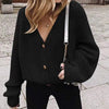 2023 Single Breasted Lady Knitwear Vintage Women Knitted Cardigans Sweater Long Sleeve Loose Coat Casual Thick V Neck Solid Tops