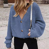 2023 Single Breasted Lady Knitwear Vintage Women Knitted Cardigans Sweater Long Sleeve Loose Coat Casual Thick V Neck Solid Tops