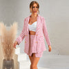 2023 Small FragranTwo Piece Blazers Sets Jacket+ Skirt Women Business Suit Elegant Plaid Formal Office Female Skirt Suits