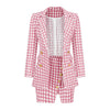 2023 Small FragranTwo Piece Blazers Sets Jacket+ Skirt Women Business Suit Elegant Plaid Formal Office Female Skirt Suits
