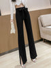 2023 Spring And Autumn Comfortable Products Elastic High Waist Bow Tie Casual Ninth Pants Flared Pants Slit Women's Clothing