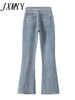 2023 Spring And Autumn Product Slit Jeans Women's Slim Wide-Leg Micro-Flare Elastic Large Size Nine-Point Trousers