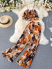 2023 Spring And Autumn Ins Print Small Camisole Women's Design Pleated Short High-Waisted Wide-Leg Pants Two-Piece Suit Tide