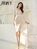 2023 Spring And Autumn And Elegant Temperament V-Neck Slim Stitching Lace Bag Hip Mid-Length Sexy Women's Dress