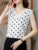 2023 Spring And Summer Loose Polka Dot Sleeveless Design Niche Chiffon Shirt Elegant Temperament V-Neck Vest Top