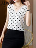 2023 Spring And Summer Loose Polka Dot Sleeveless Design Niche Chiffon Shirt Elegant Temperament V-Neck Vest Top