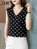 2023 Spring And Summer Loose Polka Dot Sleeveless Design Niche Chiffon Shirt Elegant Temperament V-Neck Vest Top