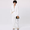 2023 Spring And Summer Arrive Woman White Notched Lapel Collar Blazer Boyfriend Oversized Jacket Single-button Suit