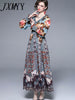 2023 Spring And Summer Lace Elegant Temperament V-Neck Waist-Length Long Skirt Retro Print Dress Women's Clothing