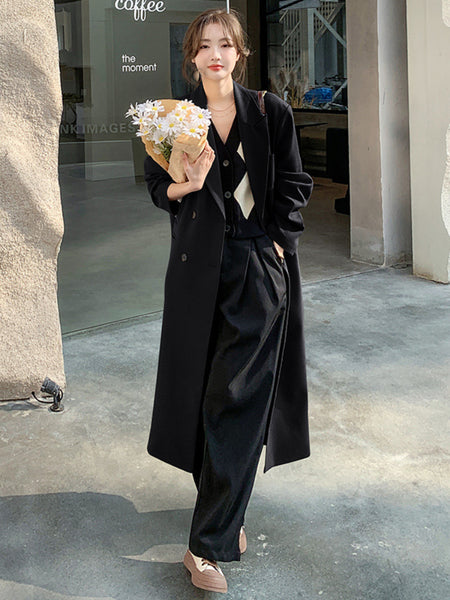 2023 Spring Autumn Blazer Women Women's Long High-end Temperament Long Sleeves Office Lady Elegant Loose Casual Suits