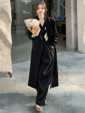 2023 Spring Autumn Blazer Women Women's Long High-end Temperament Long Sleeves Office Lady Elegant Loose Casual Suits