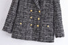 2022 Spring Autumn Office Lady Tweed Woolen Double Breasted Blazer Female Temperament Blazer For Women