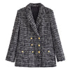 2022 Spring Autumn Office Lady Tweed Woolen Double Breasted Blazer Female Temperament Blazer For Women