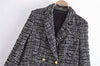 2022 Spring Autumn Office Lady Tweed Woolen Double Breasted Blazer Female Temperament Blazer For Women