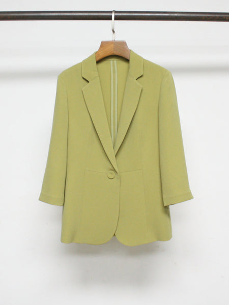 2023 Spring Autumn Solid Color 100% Acetate Fiber Three-quarter Sleeve One Button Women Casual Blazer