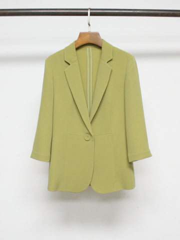 2023 Spring Autumn Solid Color 100% Acetate Fiber Three-quarter Sleeve One Button Women Casual Blazer