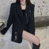 2023 Spring Autumn Stars Rhinestone Tassel Chain Shiny Long Sleeve Suit Jacket for Women Blazer Coats Ladies Blazers