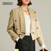 2023 Spring Double breasted Women blazer suit Long sleeve Female Crop jacket Coat Fall Ladies Clothing Sexy INKEO 2O001