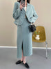 2023 Spring Loose Sweet Elegant Solid Color Long Sleeve Casual Blazers & Long Skirt Suits for Women Girl Chic Outwear