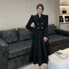 2023 Spring high-level black Suit Female high-quality Suit short Jacket + mid-length A-line Skirt Two-piece Women
