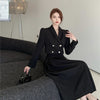 2023 Spring high-level black Suit Female high-quality Suit short Jacket + mid-length A-line Skirt Two-piece Women