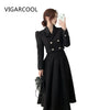 2023 Spring high-level black Suit Female high-quality Suit short Jacket + mid-length A-line Skirt Two-piece Women