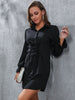 2023 Spring Long Sleeve Sheath Cardigan Shirt Dress Female  Long Sleeve Black Office Lady Short Mini Dresses