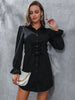 2023 Spring Long Sleeve Sheath Cardigan Shirt Dress Female  Long Sleeve Black Office Lady Short Mini Dresses