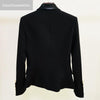 2023 Spring Black Blazer Patchwork PU Leather Notched Collar Slim Waist High Street Sexy Women Blazer Jacket Xxxl