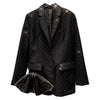2023 Spring Black Heavy Rhinestones Big Bow Suit Jacket Female Socialite Business Lapel Long Sleeve Blazer Coat Outerwear