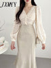 2023 Spring Elegant Temperament Shirt Lace Hook Flower V-Neck Slightly Transparent Puff Sleeve Women's Long-Sleeved Shirt