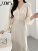 2023 Spring Elegant Temperament Shirt Lace Hook Flower V-Neck Slightly Transparent Puff Sleeve Women's Long-Sleeved Shirt
