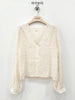 2023 Spring Elegant Temperament Shirt Lace Hook Flower V-Neck Slightly Transparent Puff Sleeve Women's Long-Sleeved Shirt