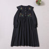 2023 Spring Embroidery Doll Long-sleeved Dress  Cotton Linen Midi Dress