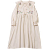 2023 Spring Embroidery Doll Long-sleeved Dress  Cotton Linen Midi Dress
