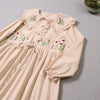 2023 Spring Embroidery Doll Long-sleeved Dress  Cotton Linen Midi Dress
