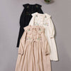 2023 Spring Embroidery Doll Long-sleeved Dress  Cotton Linen Midi Dress