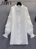 2023 Spring Elegant Large Size Women long sleeve Shirt Top and Knitted Vest Two-Piece Set with Close Waist Belt