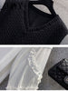 2023 Spring Elegant Large Size Women long sleeve Shirt Top and Knitted Vest Two-Piece Set with Close Waist Belt