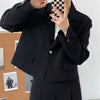 2023 Spring Korean Chic Elegant Short Blazer Women Single Button Long Sleeve Casual Suit Jacket Solid All-match Ol Coats