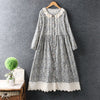 2023 Spring Long Sleeve Floral Dress Women Single Breasted Double Pockets Casual Dresses