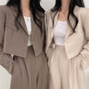 2023 Spring Office Lady Elegant Crop Blazer Women Notched Collar Single Breasted Suit Jacket Simple All-match Loose Outwear