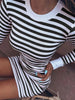 2023 Spring Striped Slim Mini Dress Women O Neck Long Sleeve A Line Pullover Dress Elegant Lady Bodycon Dress 2023