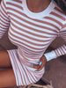 2023 Spring Striped Slim Mini Dress Women O Neck Long Sleeve A Line Pullover Dress Elegant Lady Bodycon Dress 2023