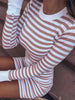 2023 Spring Striped Slim Mini Dress Women O Neck Long Sleeve A Line Pullover Dress Elegant Lady Bodycon Dress 2023