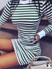 2023 Spring Striped Slim Mini Dress Women O Neck Long Sleeve A Line Pullover Dress Elegant Lady Bodycon Dress 2023