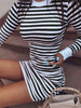 2023 Spring Striped Slim Mini Dress Women O Neck Long Sleeve A Line Pullover Dress Elegant Lady Bodycon Dress 2023