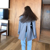 2022 Spring Stylish Blazer Jacket Women's Grey Back Zipper Loose Suit Jackets Female Outerwear