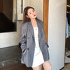 2022 Spring Stylish Blazer Jacket Women's Grey Back Zipper Loose Suit Jackets Female Outerwear